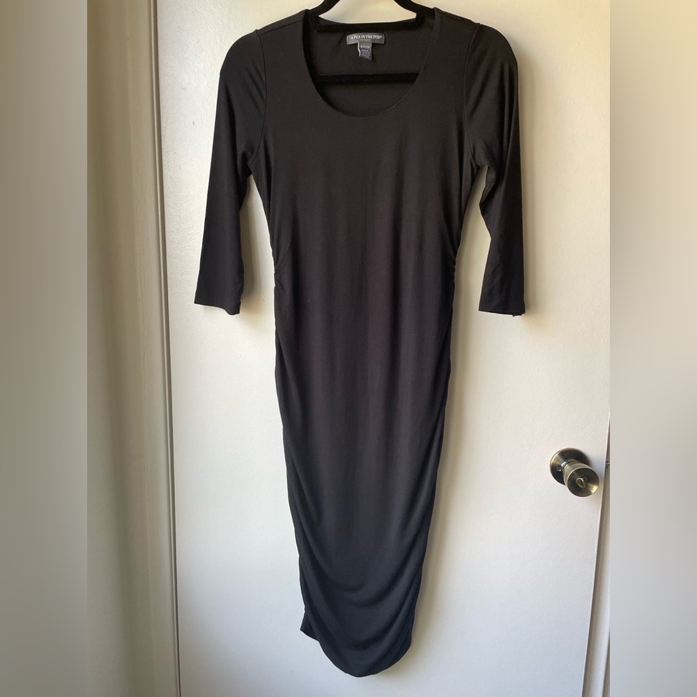 Black A Pea In The Pod 3/4 sleeve maternity dress